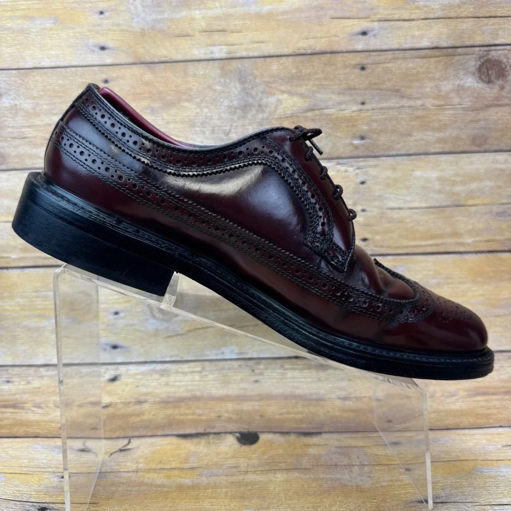 Vintage Dexter USA Dress Shoes Men 10.5 C Burgundy Wingtip‎ Longwing Brogue